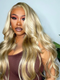 Dorsanee Platinum Strawberry Blonde Brown Highlights Body Wave 13x4 Lace Front Human Hair Weave Wigs