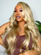 Dorsanee Platinum Strawberry Blonde Brown Highlights Body Wave 13x4 Lace Front Human Hair Weave Wigs
