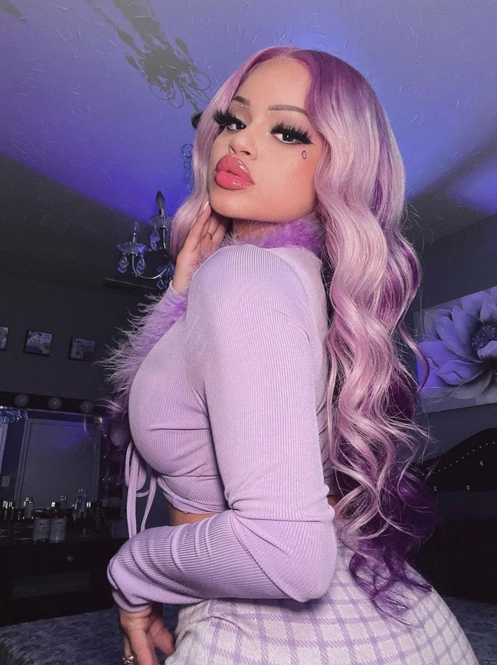 Dorsanee Black Friday Lavender Purple Peekaboo Colored Body Wave 13x4 Lace Front Human Hair Wigs