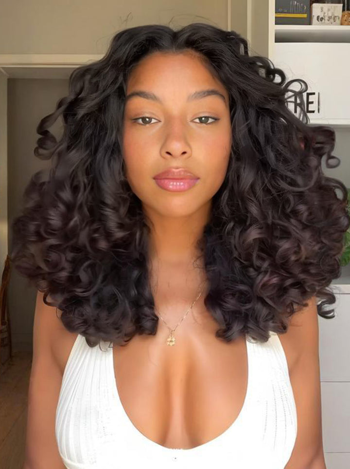 Dorsanee Mature Sleek Shoulder-grazing Bouncy Loose Wave Human Hair Wigs