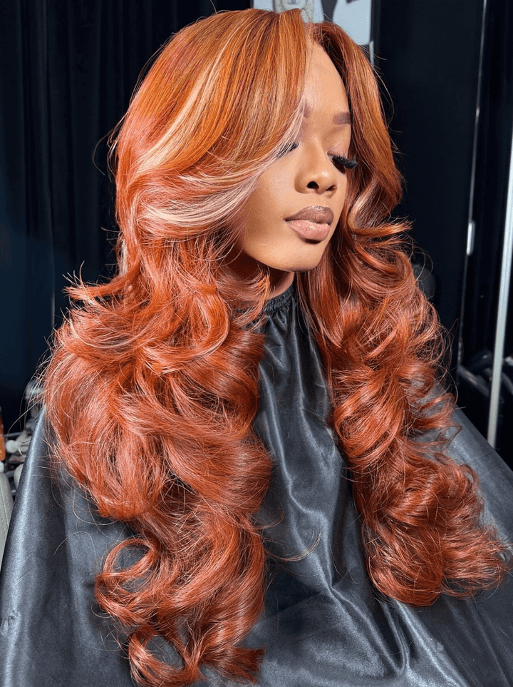 Dorsanee Mocha Chocolate Reddish Brown Blonde Highlights Virign Human Hair Wig