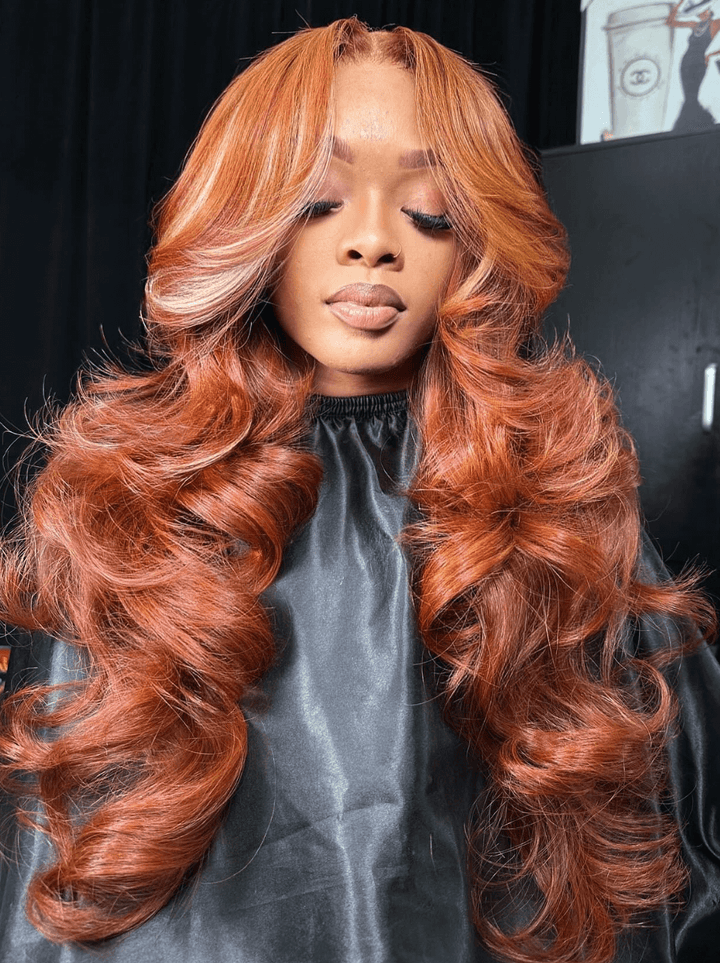 Dorsanee Mocha Chocolate Reddish Brown Blonde Highlights Virign Human Hair Wig