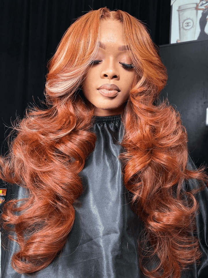 Dorsanee Mocha Chocolate Reddish Brown Blonde Highlights Virign Human Hair Wig