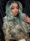 Dorsanee Ombre Ash Blue Gray Skunk Stripe 13x4 Lace Front Straight Body Wave Human Hair Wigs