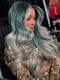 Dorsanee Ombre Ash Blue Gray Skunk Stripe 13x4 Lace Front Straight Body Wave Human Hair Wigs