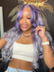 Dorsanee Ombre Bluish Purple Ash Gray 200 Density 13x4 Lace Front Human Hair Wigs