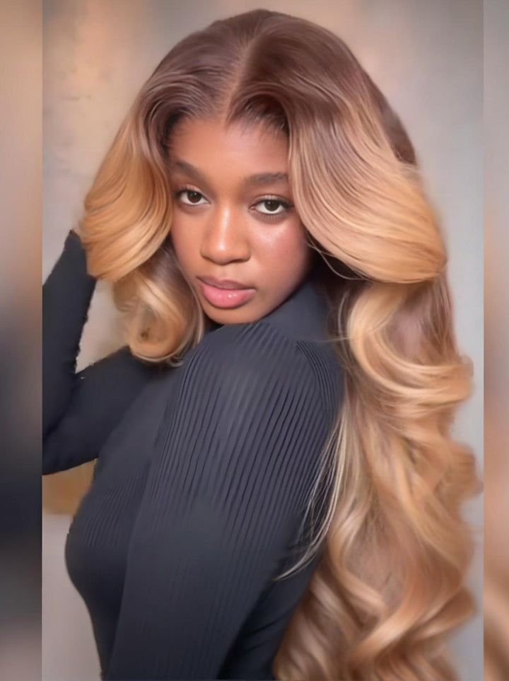 Dorsanee Ombre Brown Strawberry Honey Blonde 13x4 Lace Front Human Hair Wig