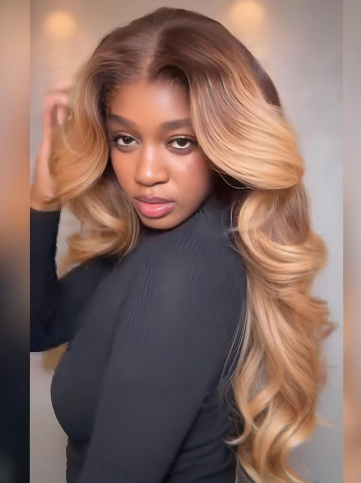 Dorsanee Ombre Brown Strawberry Honey Blonde 13x4 Lace Front Human Hair Wig
