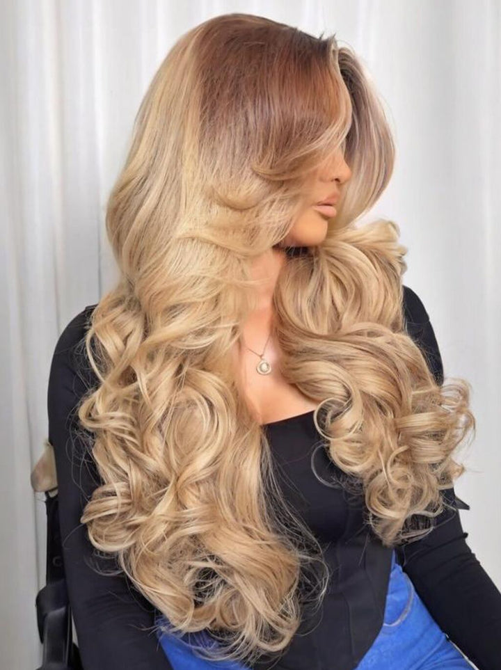 Dorsanee Ombre Brown Strawberry Honey Blonde 13x4 Lace Front Virgin Human Hair Wigs