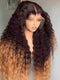 Dorsanee Ombre Chocolate Brown Honey Blonde Deep Wave Curly 13x4 Lace Front Human Hair Wigs
