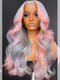 Dorsanee Ombre Gray Pink Straight Body Wave HD Lace Front Virgin Human Hair Wig