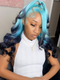 Dorsanee Ombre Ocean Breeze Blue Dark Blue Midnight Blue 13x4 Lace Front Human Hair Wigs