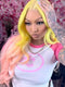 Dorsanee Ombre Pastel Yellow Pink 13x4 Lace Front Virgin Human Hair Wigs 200 Density