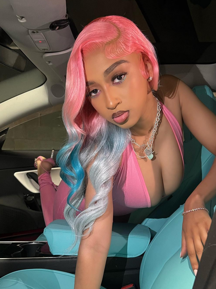 Dorsanee Ombre Pink Pastel Blue Ash Gray Color 13x4 Lace Front Human Hair Wigs