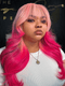 Dorsanee Ombre Pink Red Color With Black Highlight Bone Straight Human Hair Wig