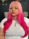 Dorsanee Ombre Pink Red Color With Black Highlight Bone Straight Human Hair Wig