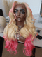 Dorsanee Ombre Pink Skunk Stripe Blonde 13x4 Lace Front Virgin Human Hair Wigs