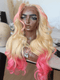 Dorsanee Ombre Pink Skunk Stripe Blonde 13x4 Lace Front Virgin Human Hair Wigs