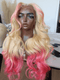 Dorsanee Ombre Pink Skunk Stripe Blonde 13x4 Lace Front Virgin Human Hair Wigs