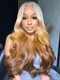Dorsanee Ombre Platinum Blonde Cinnamon Chocolate Brown Virgin Human Hair Wigs