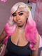 Dorsanee Ombre Platinum Blonde Vibrant Pink two Tones Color Wig 13x4 Lace Front Human Hair Wigs