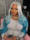 Dorsanee Ombre Silver Gray Blue 13x4 Lace Front Virgin Human Hair Wigs 200 Density