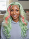 Dorsanee Pastel Green With Pink Skunk Stripe Highlights 13x4 Lace Front Virgin Human Hair Wig