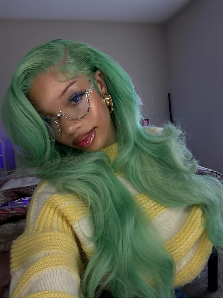 Dorsanee Pastel Teal Green 13x4 Lace Front Virgin Human Hair Wig
