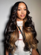 Dorsanee Peekaboo Black Wig With Brown Streak Highlights 200 Density 13x4 Lace Front Body Wave Human Hair Wigs