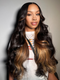 Dorsanee Peekaboo Black Wig With Brown Streak Highlights 200 Density 13x4 Lace Front Body Wave Human Hair Wigs
