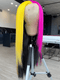 Dorsanee Peekaboo Half Yellow Half Hot Pink Black 13x4 Lace Front Human Hair Wigs