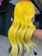 Dorsanee Peekaboo Half Yellow Half Hot Pink Black 13x4 Lace Front Human Hair Wigs