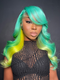 Dorsanee Peekaboo Pastel Green Yellow Wig 200 Density 13x4 Lace Front Body Wave Human Hair Wigs
