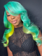 Dorsanee Peekaboo Pastel Green Yellow Wig 200 Density 13x4 Lace Front Body Wave Human Hair Wigs