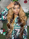 Dorsanee Peekaboo honey Blonde Brown Dark Roots Body Wave 13X4 Lace Front Human Hair Wigs