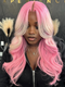Dorsanee Pink Wig With Blonde Streaks 200 Density 13x4 Lace Front Human Hair Wigs