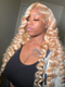 Dorsanee Strawberry Platinum 613 Blonde Wand Curls 13x4 Lace Front Loose Deep Wave Human Hair Wigs