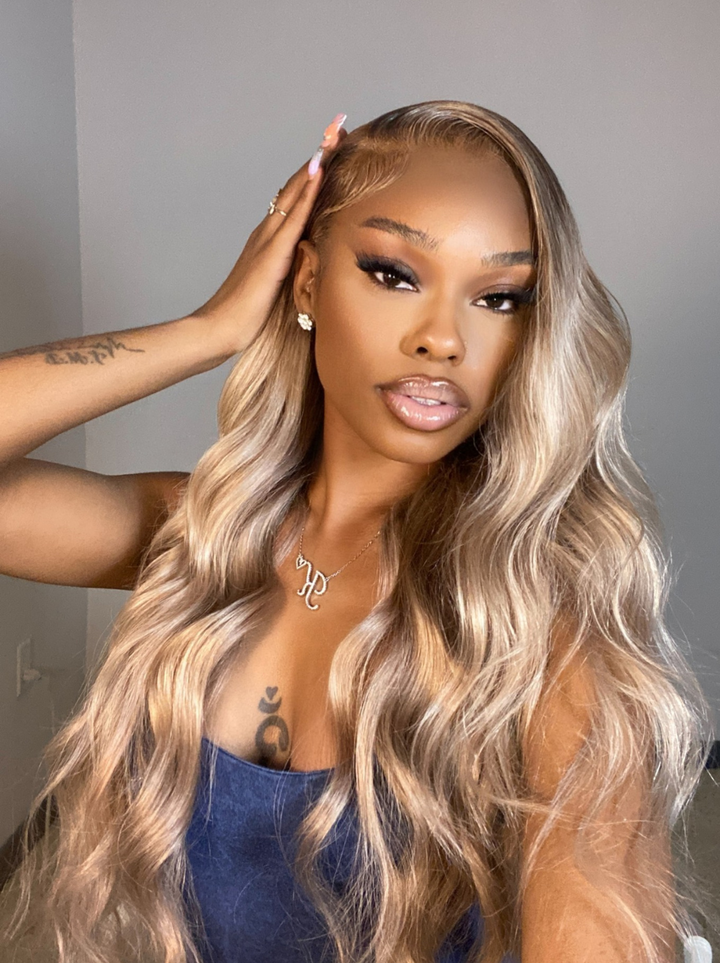 Dorsanee Platinum Golden Honey Blonde Body Wave 13x4 Lace Front Virgin Human Hair Wigs