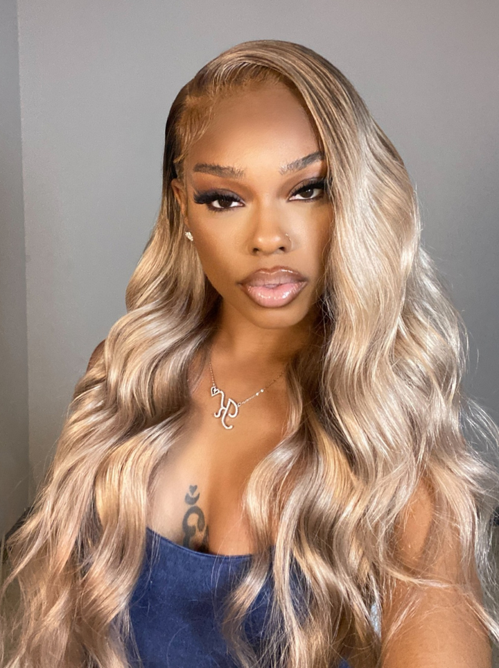 Dorsanee Platinum Golden Honey Blonde Body Wave 13x4 Lace Front Virgin Human Hair Wigs