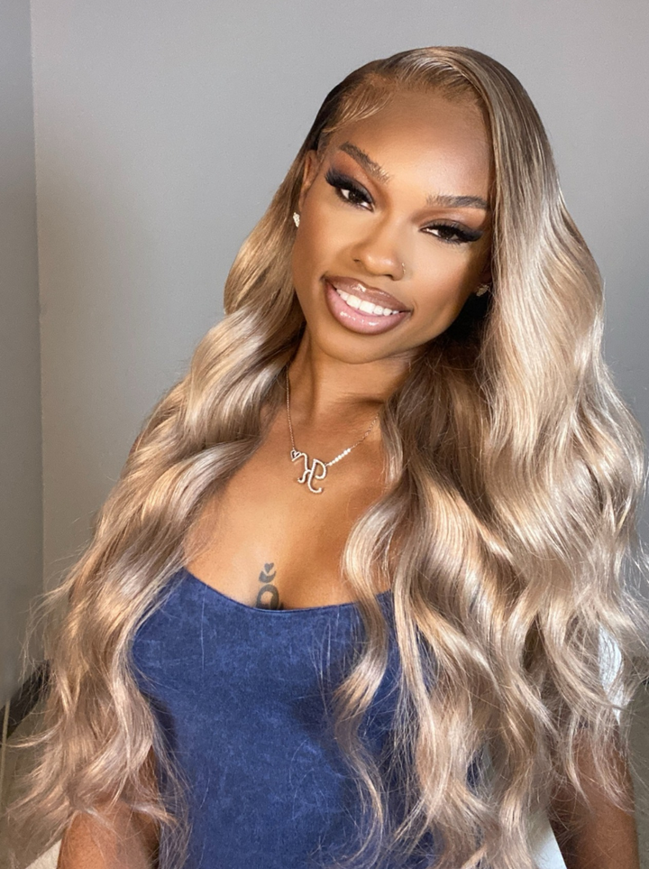 Dorsanee Platinum Golden Honey Blonde Body Wave 13x4 Lace Front Virgin Human Hair Wigs
