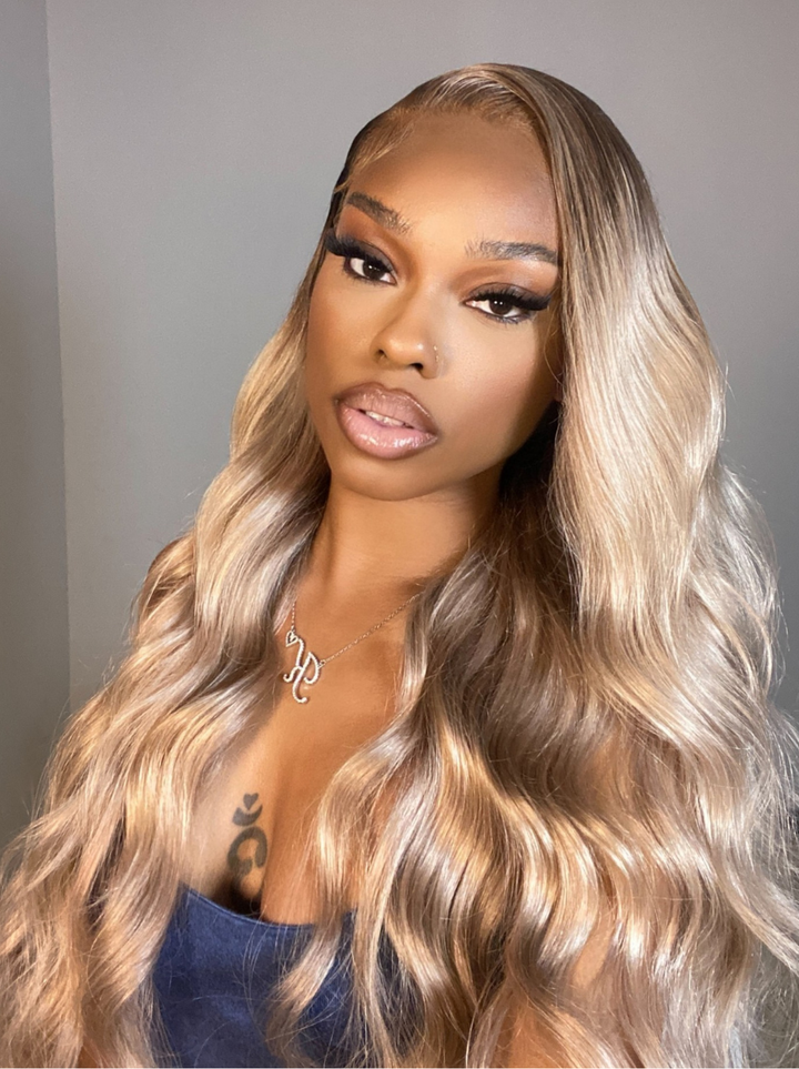 Dorsanee Platinum Golden Honey Blonde Body Wave 13x4 Lace Front Virgin Human Hair Wigs