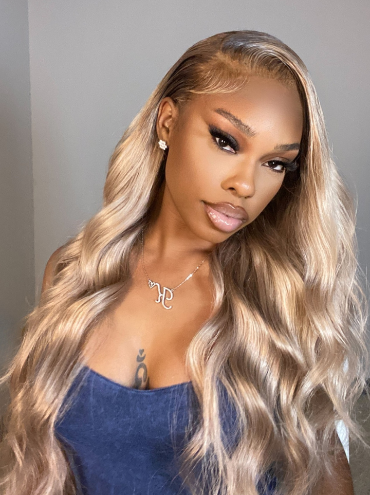 Dorsanee Platinum Golden Honey Blonde Body Wave 13x4 Lace Front Virgin Human Hair Wigs