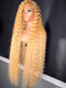Dorsanee Platinum Strwberry Honey Blonde Deep Wave Curly Lace Front Hair Wigs