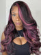 Dorsanee Purple Highlights 13x4 Transparent Lace Front Body Wave Human Hair Wigs Colored Hair