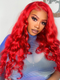Dorsanee Red Color 200 Density Body Wave 13x4 Transparent Lace Front Human Hair Wig