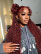 Dorsanee Water Wave #33 Reddish Brown 13x4 Lace Front Wig Curly Wave Hair Lace Frontal Human Hair Wig for Women Pre Plucked