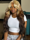 Dorsanee Reverse Ombre Blonde Brown Curtain Bangs 13x4 Lace Front Virgin Human Hair Wigs