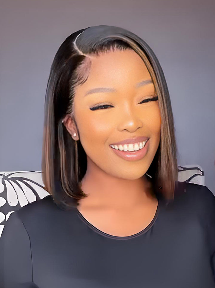Dorsanee Short Bob Bone Straight Adjustable Wear Go Glueless Human Hair Wigs