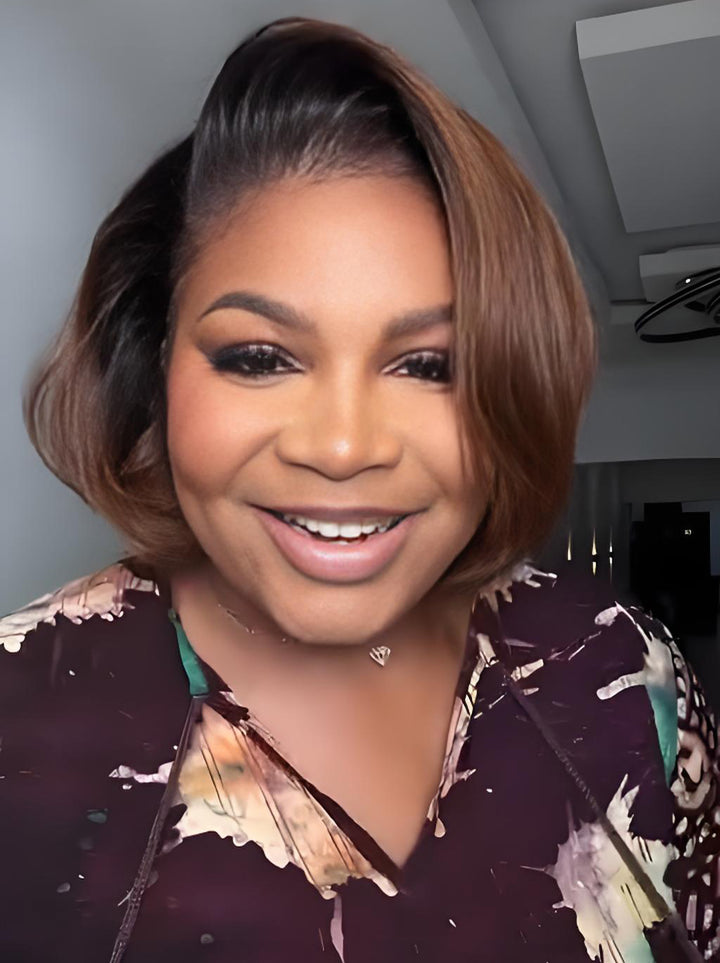 Dorsanee Short Bob Brown Highlight 13x4 Lace Front Wear Go Glueless Human Hair Wigs