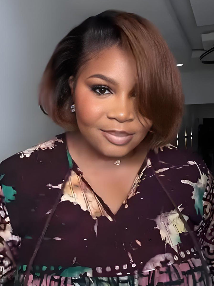Dorsanee Short Bob Brown Highlight 13x4 Lace Front Wear Go Glueless Human Hair Wigs